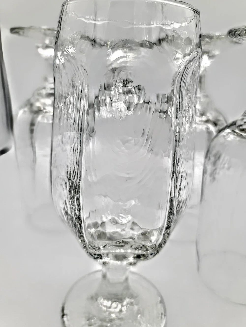Libbey Chivalry Clear Water Beer Glasses Set of 6 Textured Pressed Glass 12 Oz